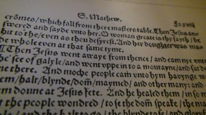 Old Bible page, William Tyndale